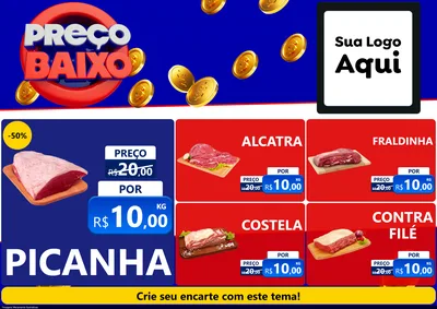 Modelo de Encarte para Encarte A4 Horizontal com o tema Preço Baixo para Açougue