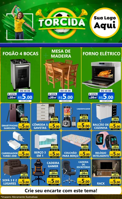 Modelo de Encarte para Encarte Grande com o tema Torcida para Móveis e Eletro