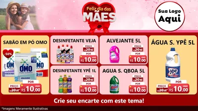 Modelo de TV para TV Horizontal com o tema Feliz Dia Das Mães para Produtos de Limpeza