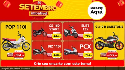 Modelo de TV para TV Horizontal com o tema Setembro Imbatível para Concessionaria de Motos