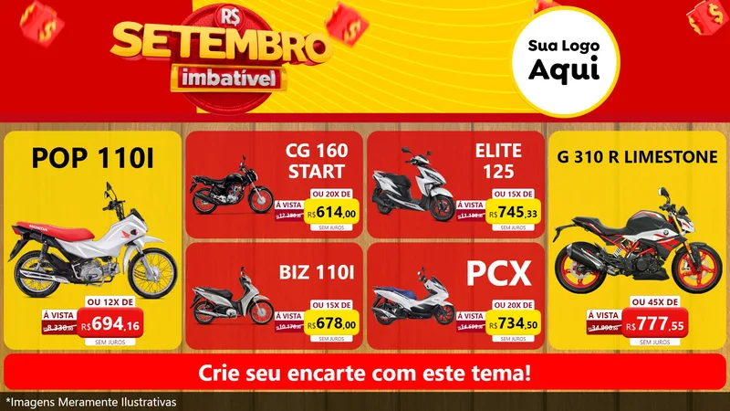 Modelo de TV para TV Horizontal com o tema Setembro Imbatível para Concessionaria de Motos