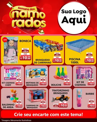 Modelo de Rede Social para Feed Instagram com o tema Semana dos namorados para Brinquedos