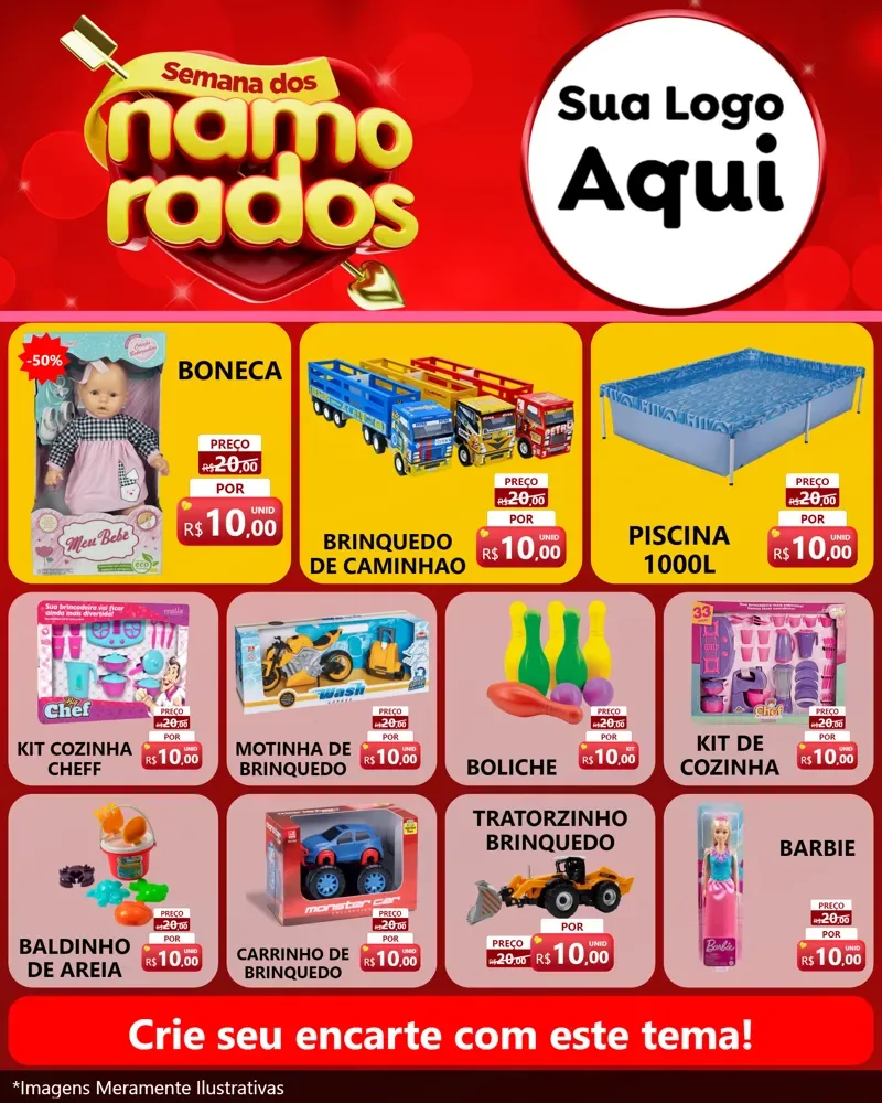 Modelo de Rede Social para Feed Instagram com o tema Semana dos namorados para Brinquedos