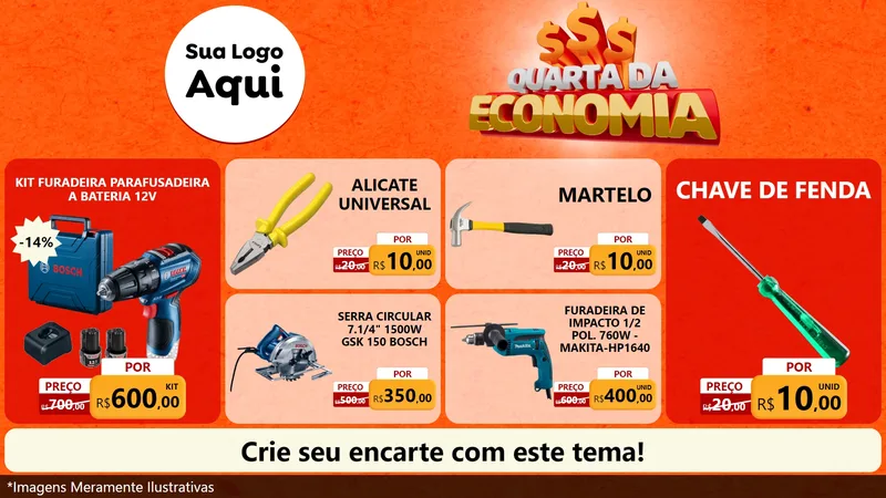 Modelo de TV para TV Horizontal com o tema Quarta da Economia para Maquinas e Ferramentas
