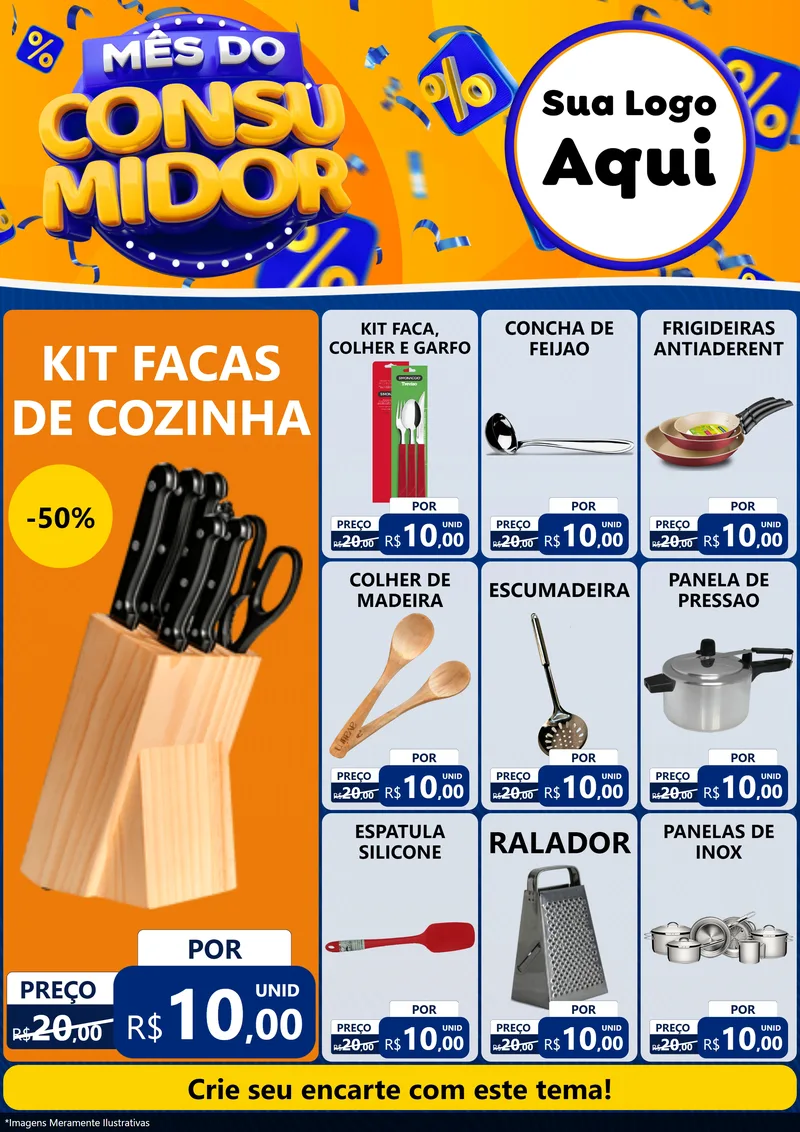 Modelo de Encarte para Encarte A4 Vertical com o tema Mês do Consumidor para Utilidades Domésticas