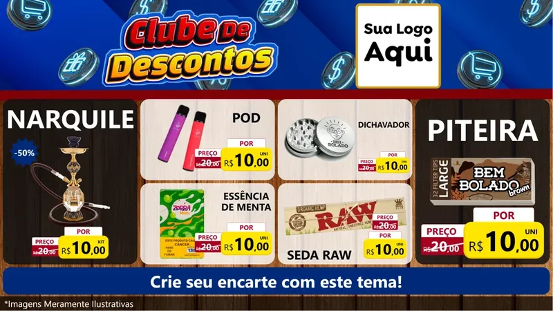Modelo de TV para TV Horizontal com o tema Clube de Descontos para Tabacaria