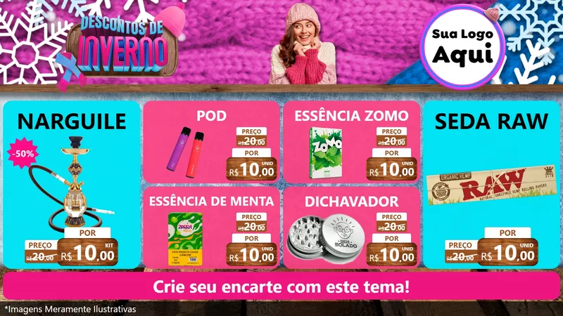 Modelo de TV para TV Horizontal com o tema Descontos de Inverno para Tabacaria