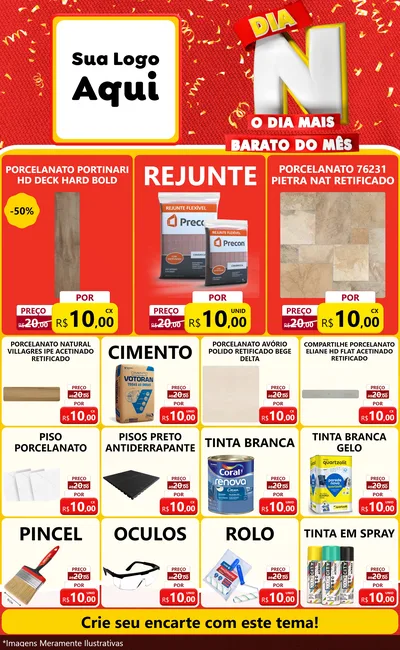 Modelo de Encarte para Encarte Grande com o tema Dia N o Dia Mais Barato do Mês para Pisos e revestimentos