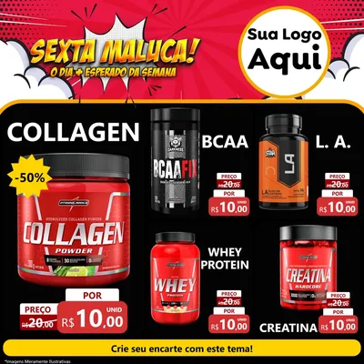 Modelo de Rede Social para Feed Facebook com o tema Sexta Maluca! para Suplementos alimentares