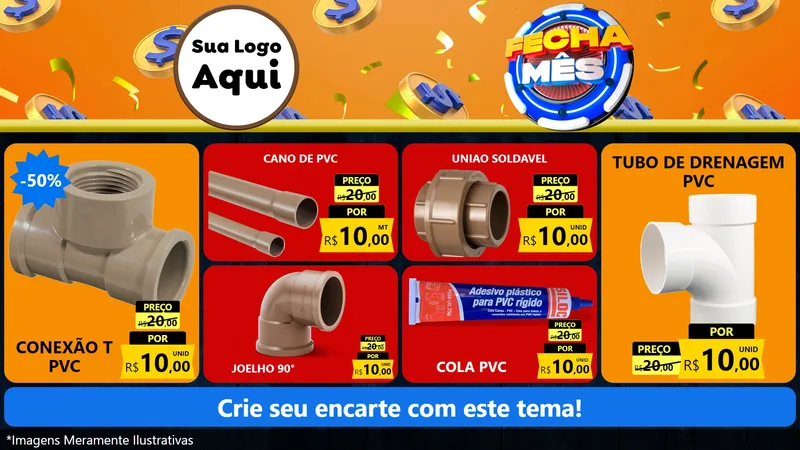 Modelo de TV para TV Horizontal com o tema Fecha Mês para Tubos e conexões