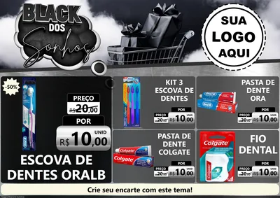 Modelo de Encarte para Encarte A4 Horizontal com o tema Black dos Sonhos para Higiene Pessoal