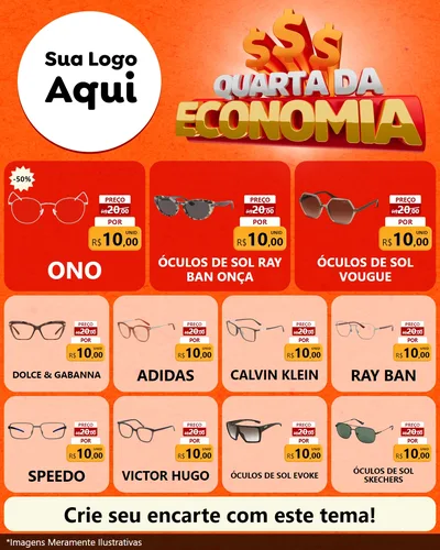 Modelo de Rede Social para Feed Instagram com o tema Quarta da Economia para Óticas