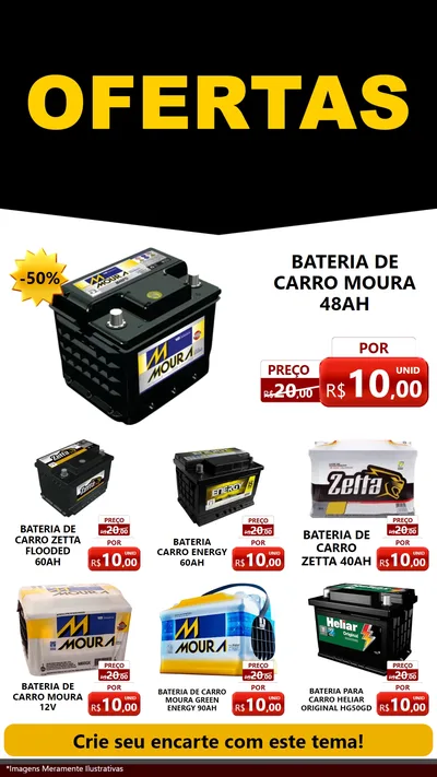 Modelo de Rede Social para Stories com o tema Ofertas Preto e Vermelho Cartaz para Baterias Elétricas