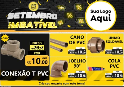 Modelo de Encarte para Encarte A4 Horizontal com o tema Setembro Imbatível para Tubos e conexões