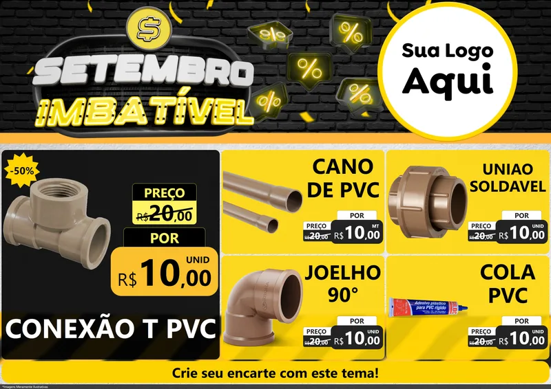 Modelo de Encarte para Encarte A4 Horizontal com o tema Setembro Imbatível para Tubos e conexões