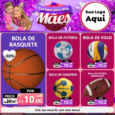 Modelo de Rede Social para Feed Facebook com o tema Sorteio Dia das Mães para Artigos Esportivos