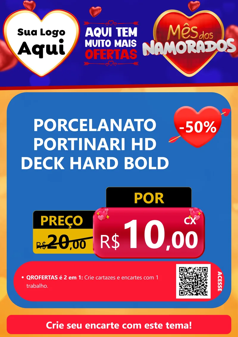 Modelo de Cartaz para Cartaz A4 Vertical com o tema Mês dos Namorados para Pisos e revestimentos