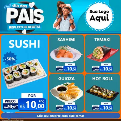 Modelo de Rede Social para Feed Facebook com o tema Dia Dos Pais Repleto de Ofertas para Comida japonesa