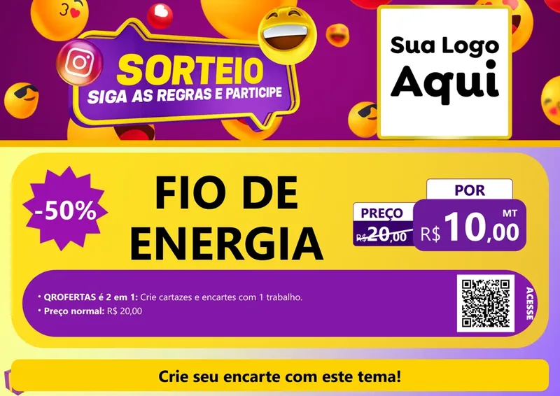 Modelo de Cartaz para Cartaz A4 Horizontal com o tema Sorteio para Materiais Elétricos