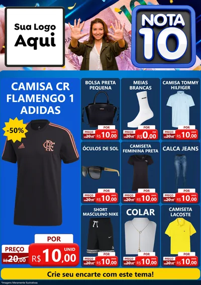 Modelo de Encarte para Encarte A4 Vertical com o tema Nota 10 para Roupas e acessórios