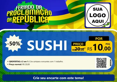 Modelo de Cartaz para Cartaz A4 Horizontal com o tema Feriado da Proclamação da República para Comida japonesa