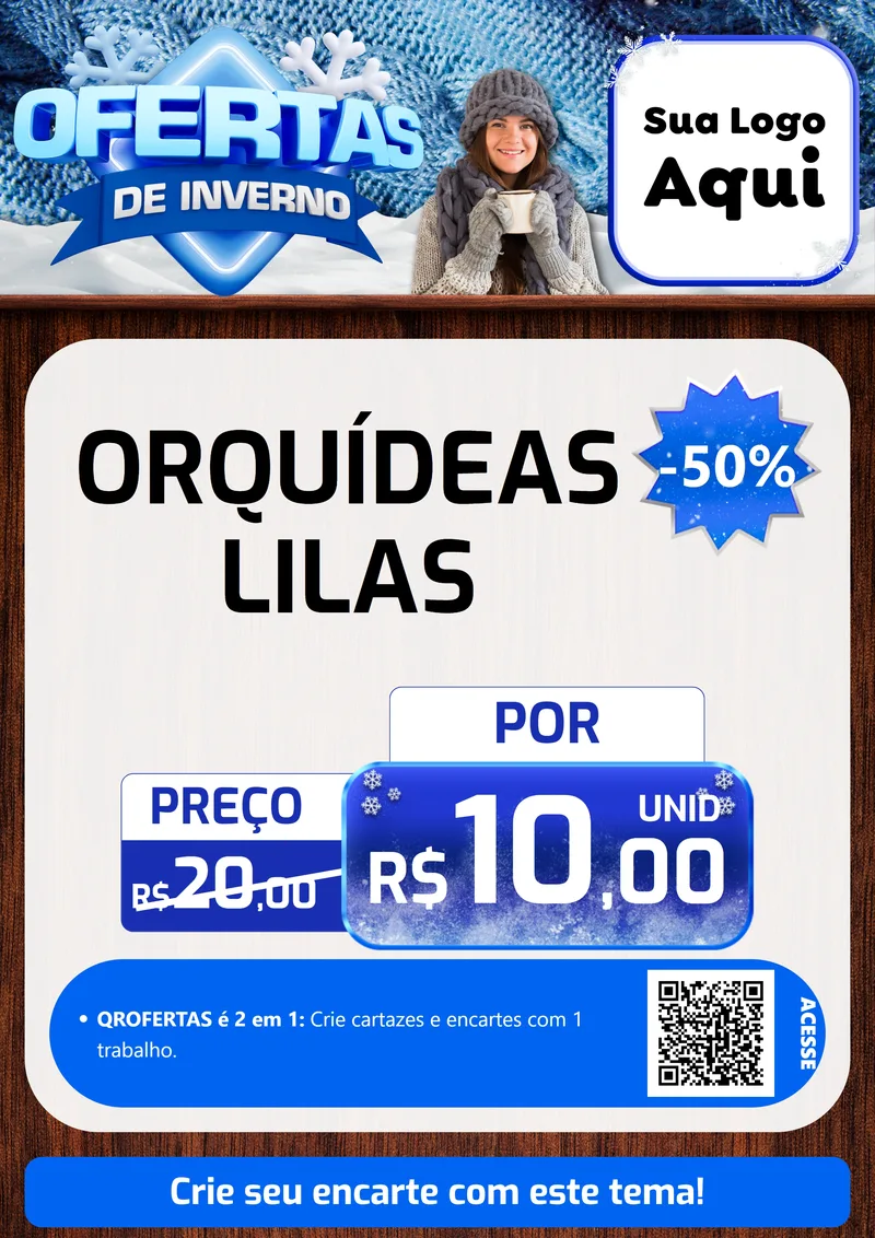 Modelo de Cartaz para Cartaz A4 Vertical com o tema Ofertas de Inverno para Floricultura e jardim