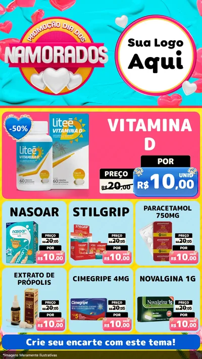 Modelo de Rede Social para Stories com o tema Promoção Dia dos Namorados para Farmácia