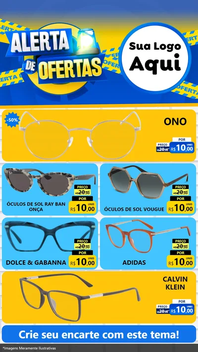 Modelo de TV para TV Vertical com o tema Alerta de Ofertas para Óticas