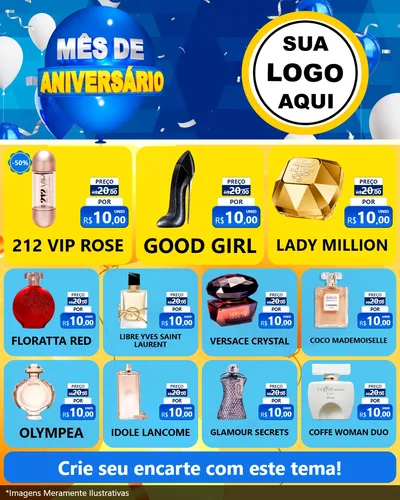 Modelo de Rede Social para Feed Instagram com o tema Mês de Aniversário para Perfumes
