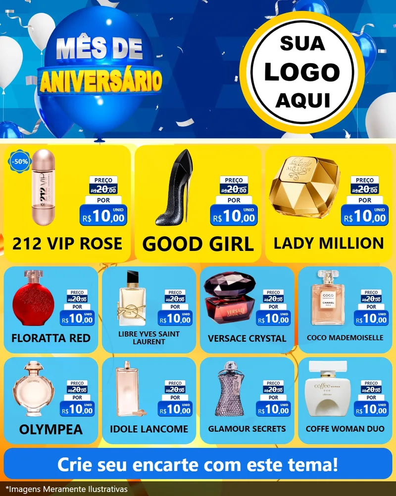 Modelo de Rede Social para Feed Instagram com o tema Mês de Aniversário para Perfumes