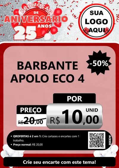 Modelo de Cartaz para Cartaz A4 Vertical com o tema Promoção de Aniversário - 25Anos para Armarinho e Aviamentos