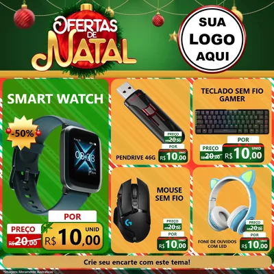 Modelo de Rede Social para Feed Facebook com o tema Ofertas de Natal para Informática