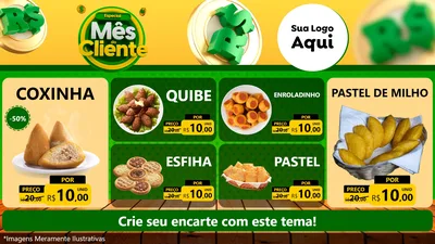 Modelo de TV para TV Horizontal com o tema Especial Mês do Cliente para Salgadaria