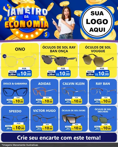 Modelo de Rede Social para Feed Instagram com o tema Janeiro da Economia para Óticas