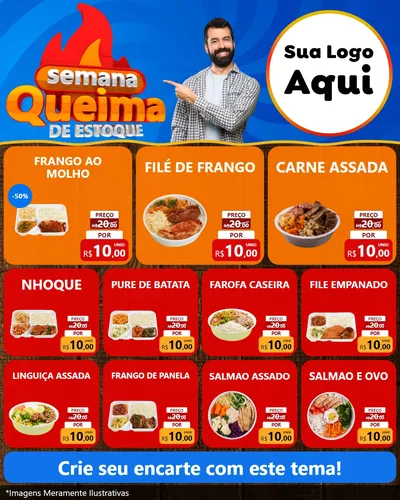 Modelo de Rede Social para Feed Instagram com o tema Semana Queima de Estoque para Restaurante