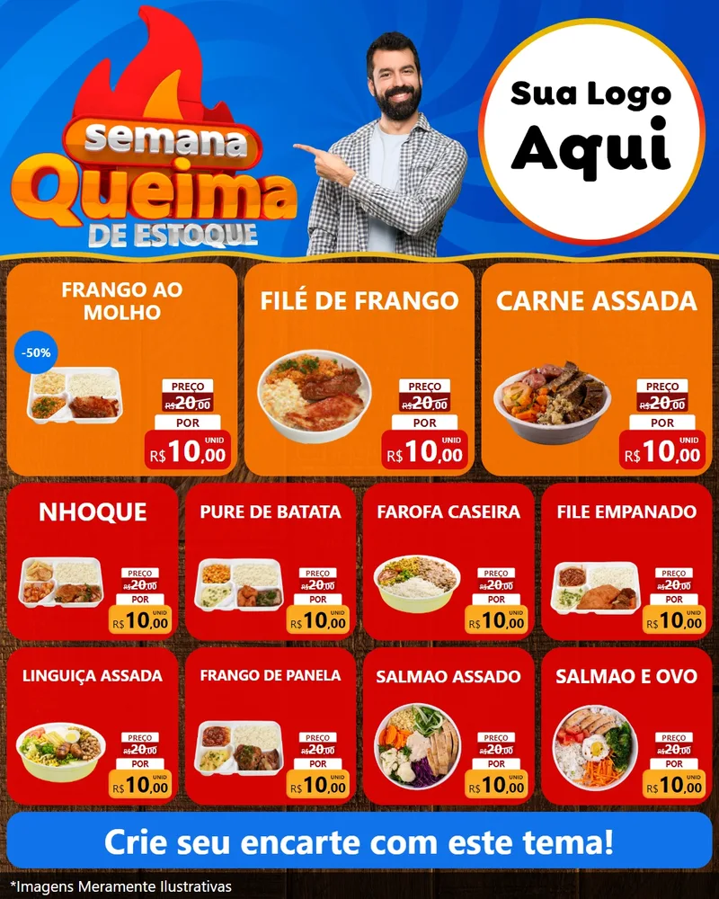Modelo de Rede Social para Feed Instagram com o tema Semana Queima de Estoque para Restaurante