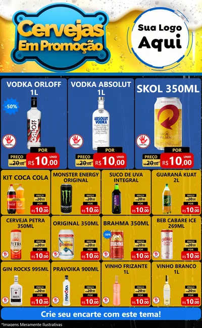 Modelo de Encarte para Encarte Grande com o tema Cerveja Em Promoção para Distribuidora de bebidas