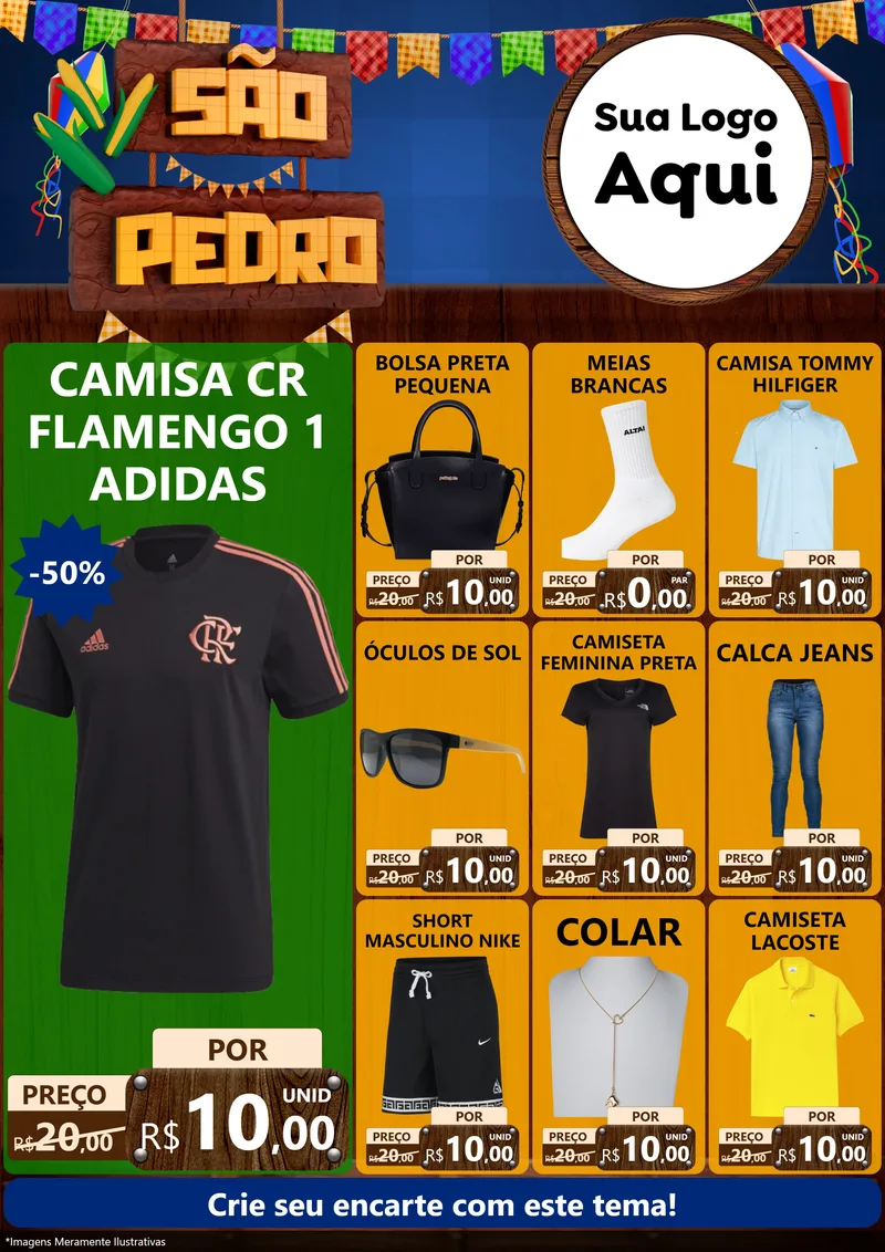 Modelo de Encarte para Encarte A4 Vertical com o tema São Pedro para Roupas e acessórios