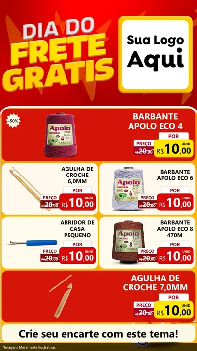 Modelo de TV para TV Vertical com o tema Dia do Frete Grátis para Armarinho e Aviamentos