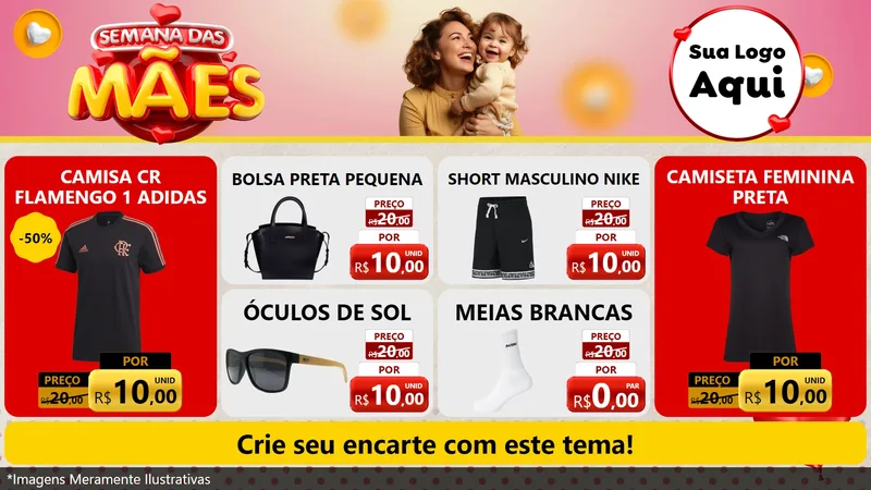 Modelo de TV para TV Horizontal com o tema Semana das Mães para Roupas e acessórios