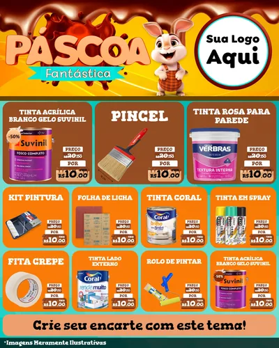 Modelo de Rede Social para Feed Instagram com o tema Páscoa Fantástica para Tintas e Ferramentas