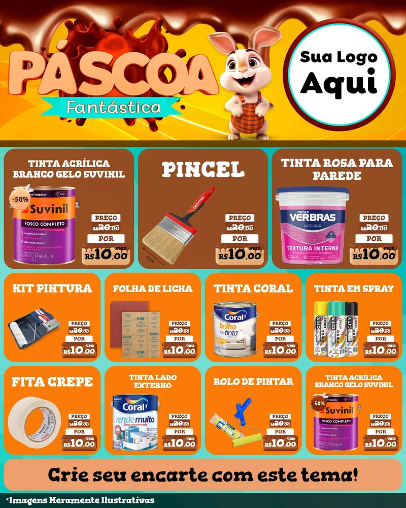 Modelo de Rede Social para Feed Instagram com o tema Páscoa Fantástica para Tintas e Ferramentas