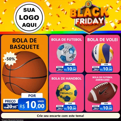 Modelo de Rede Social para Feed Facebook com o tema Black Friday para Artigos Esportivos