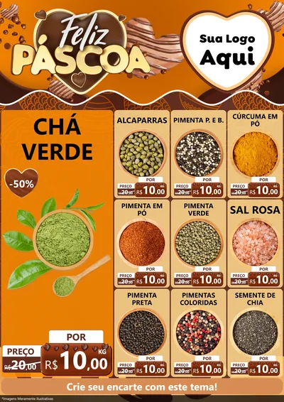 Modelo de Encarte para Encarte A4 Vertical com o tema Feliz Páscoa para Produtos Naturais