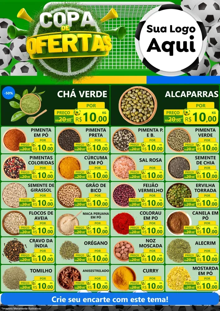 Modelo de Encarte para Encarte A4 Vertical com o tema Copa De Ofertas para Produtos Naturais