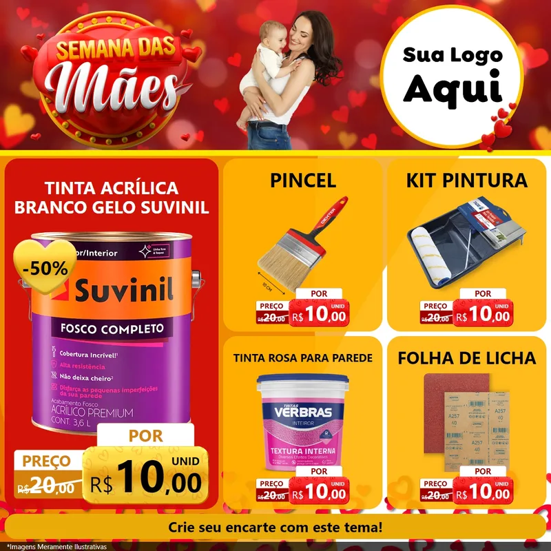 Modelo de Rede Social para Feed Facebook com o tema Semana das Mães para Tintas e Ferramentas