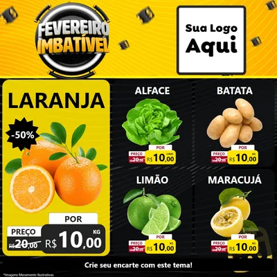 Modelo de Rede Social para Feed Facebook com o tema Fevereiro Imbatível para Hortifrúti