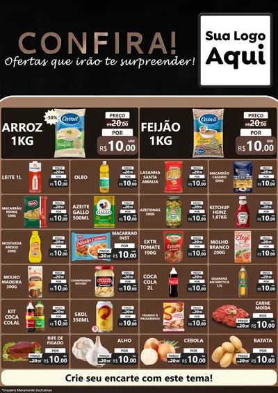 Modelo de Encarte para Encarte A4 Vertical com o tema Confira! Ofertas que irão te surpreender! para Supermercado