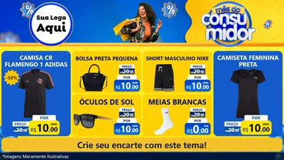 Modelo de TV para TV Horizontal com o tema Mês do Consumidor para Roupas e acessórios
