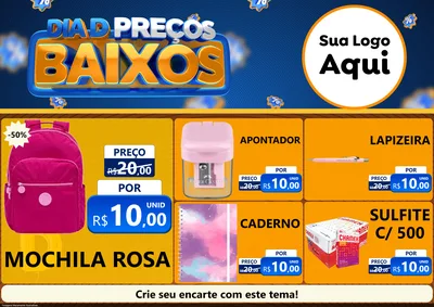 Modelo de Encarte para Encarte A4 Horizontal com o tema Dia D Preço Baixo para Papelaria